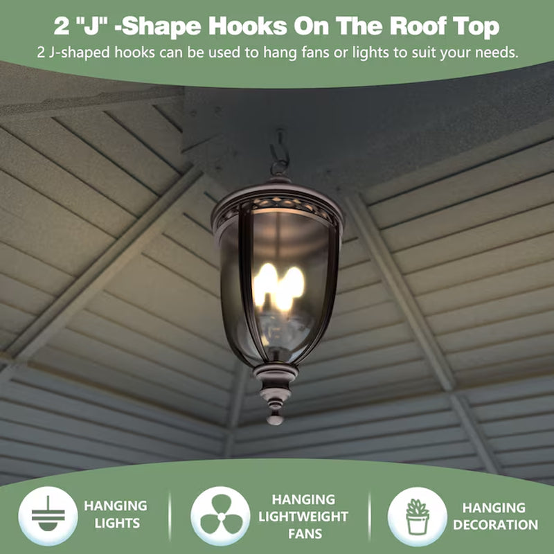 12-Ft X 10-Ft Hard Top Black Gazebo with Hardtop Roof