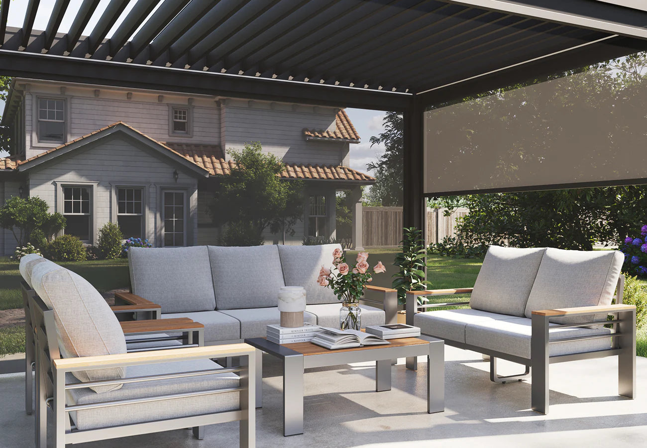 FlexPatio 7-Seat Outdoor Sofa Set with Coffee Table
