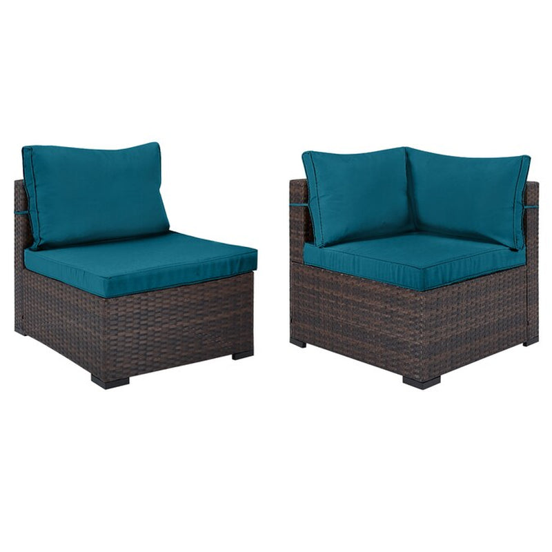 7 -Piece Rattan Patio Conversation Set with Gray Cushions
