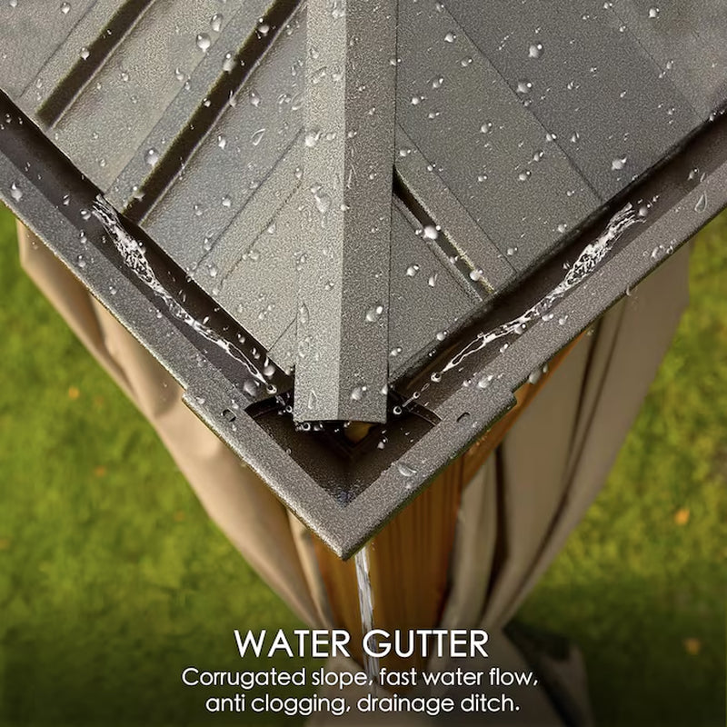 12-Ft X 16 Gazebo Brown Gazebo with Hardtop Roof (Screen Included)