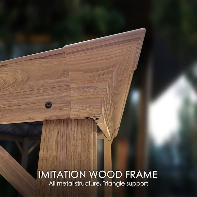 12-Ft X 16 Gazebo Brown Gazebo with Hardtop Roof (Screen Included)