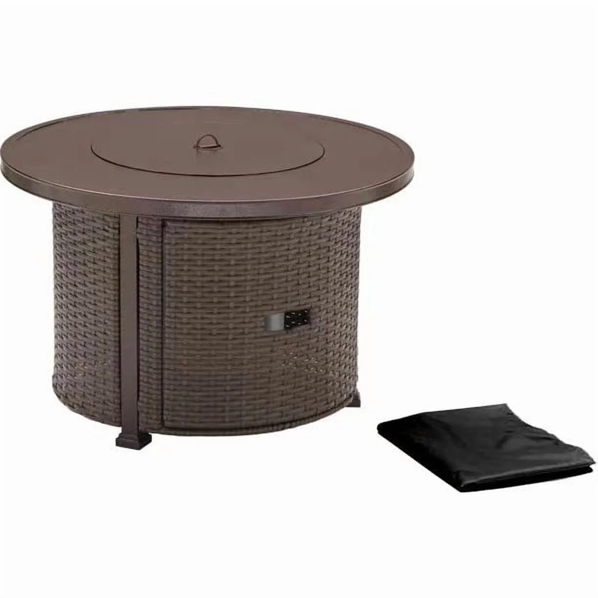 Colebrooke 37" round 50,000 BTU Propane Gas Fire Pit Table with Glass Beads, Metal Lid and Protective Cover