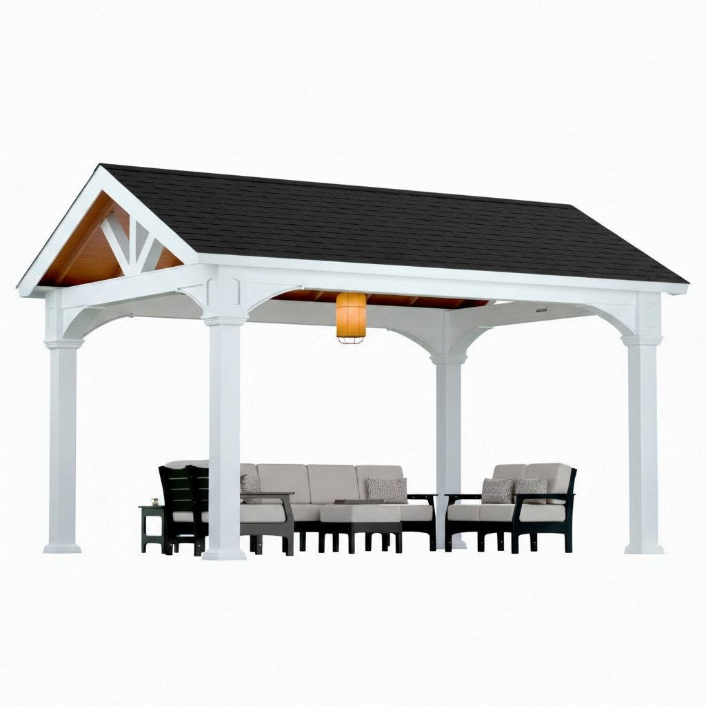Country Lane Gazebos 12′ x 16′ A-Frame Vinyl Pavilion w/ 8″ x 8″ Posts