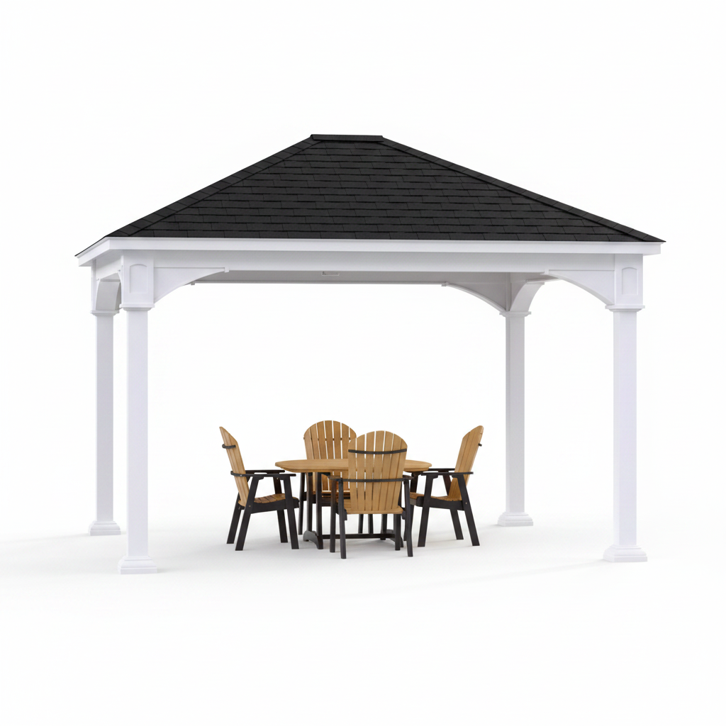 Country Lane Gazebos 12′ x 14′ Traditional Vinyl Pavilion w/ 6″ Higher Posts