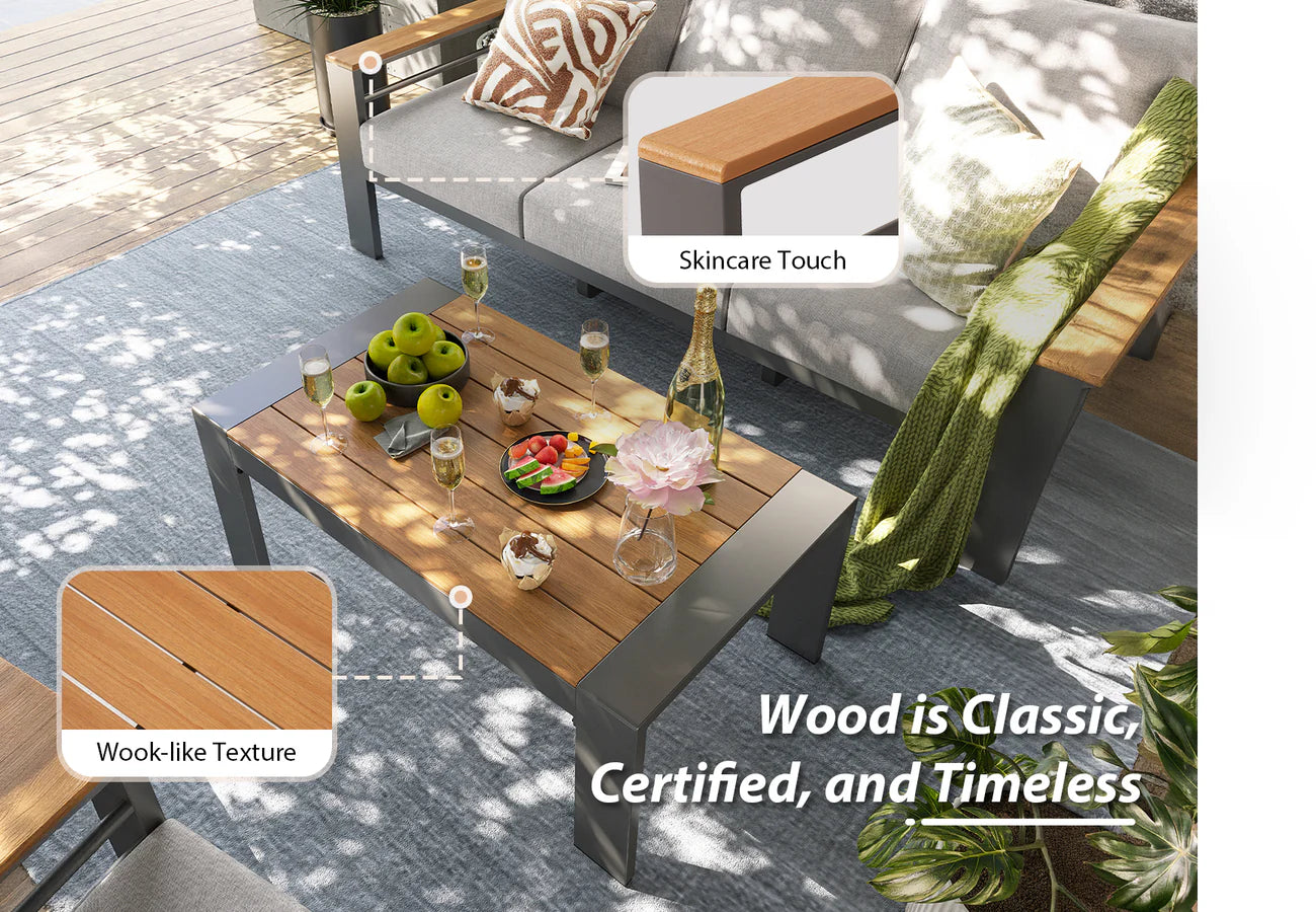 FlexPatio 7-Seat Outdoor Sofa Set with Coffee Table
