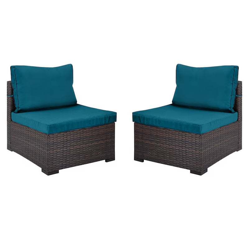 7 -Piece Rattan Patio Conversation Set with Gray Cushions