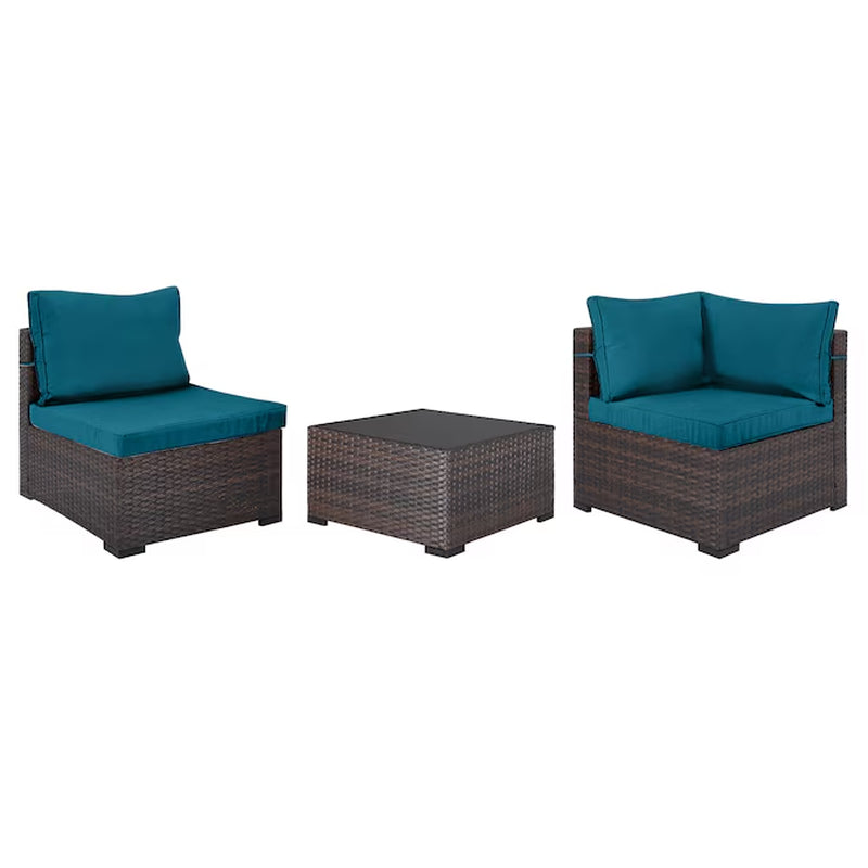 7 -Piece Rattan Patio Conversation Set with Gray Cushions