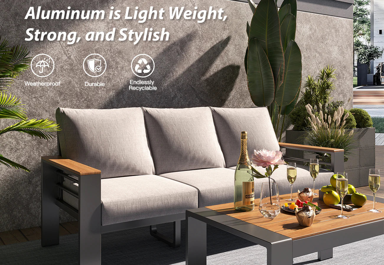 FlexPatio 7-Seat Outdoor Sofa Set with Coffee Table