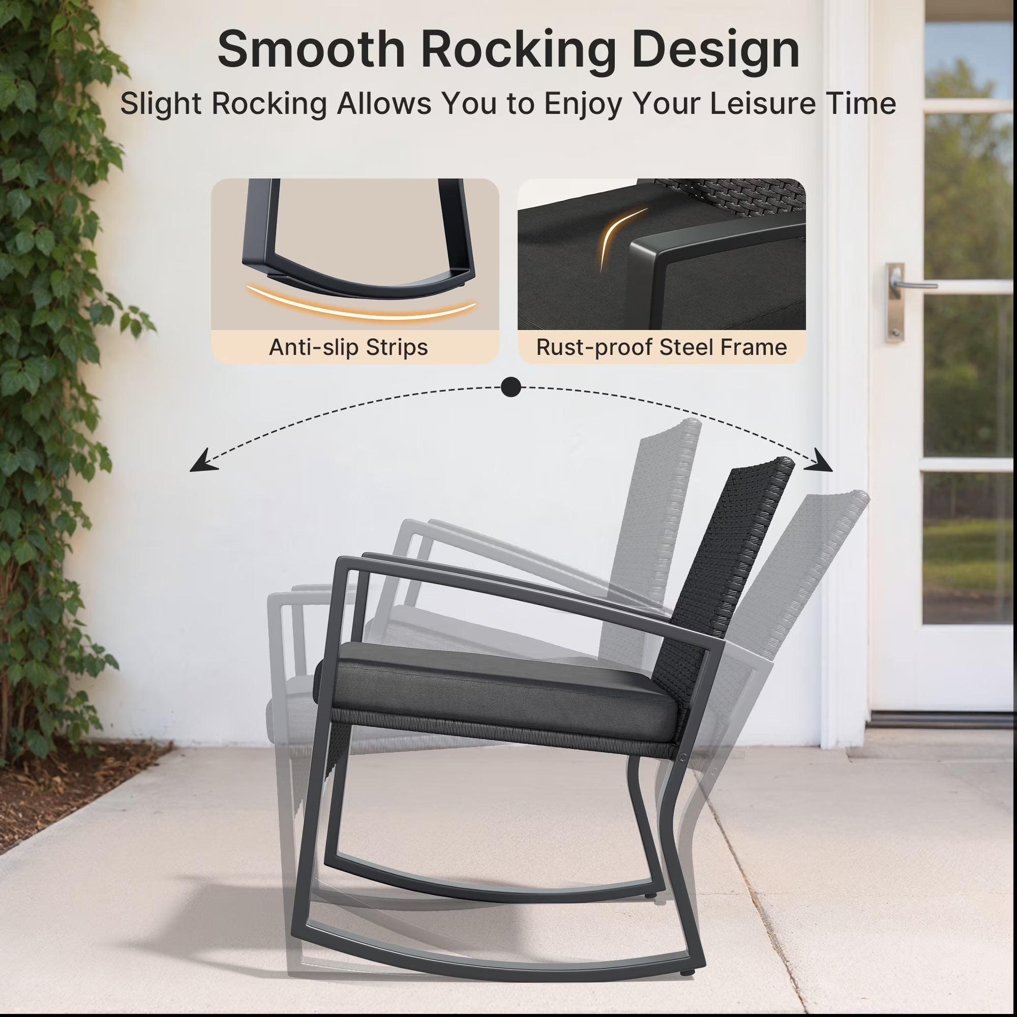 Patio Furniture Set,  8 Piece Outdoor Wicker Furniture Set with Two Tempered Glass Tables for Conversation/Gathering on Porch/Backyard, Black