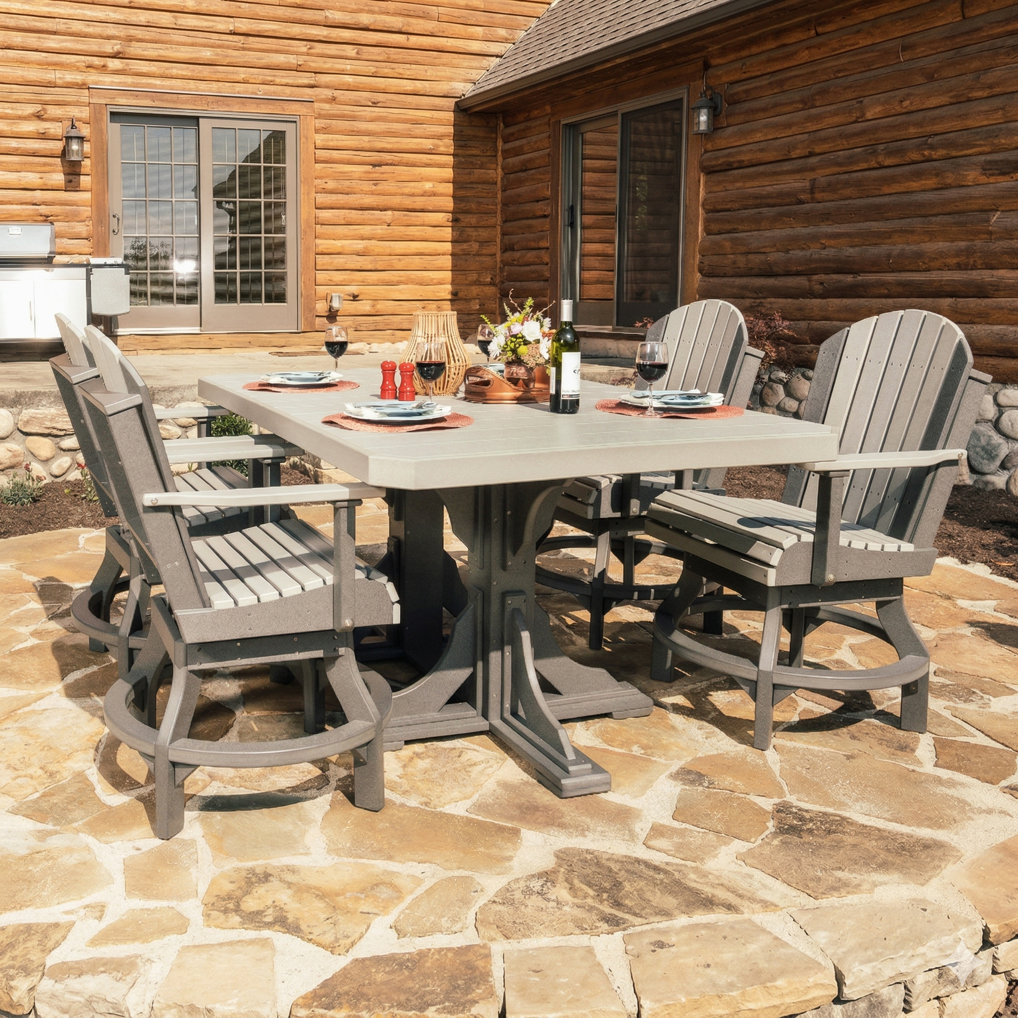 LuxCraft 4' x 6' Rectangle Poly Table Set
