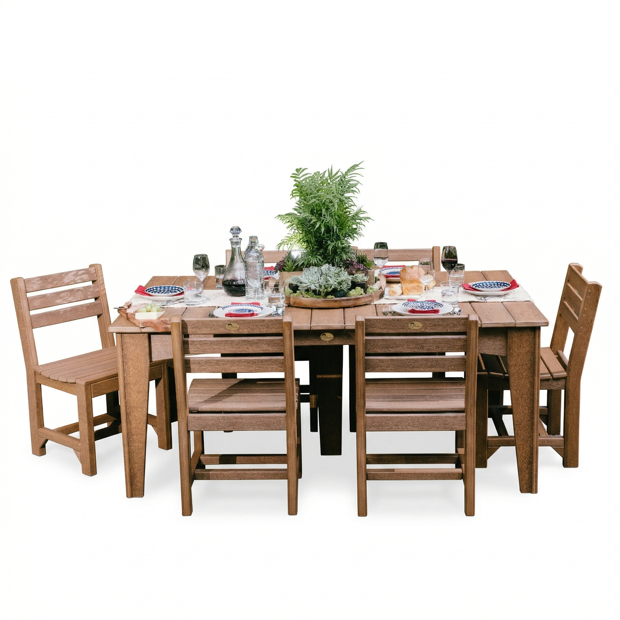 LuxCraft 44" x 72" Island 7-Piece Dining Table Set