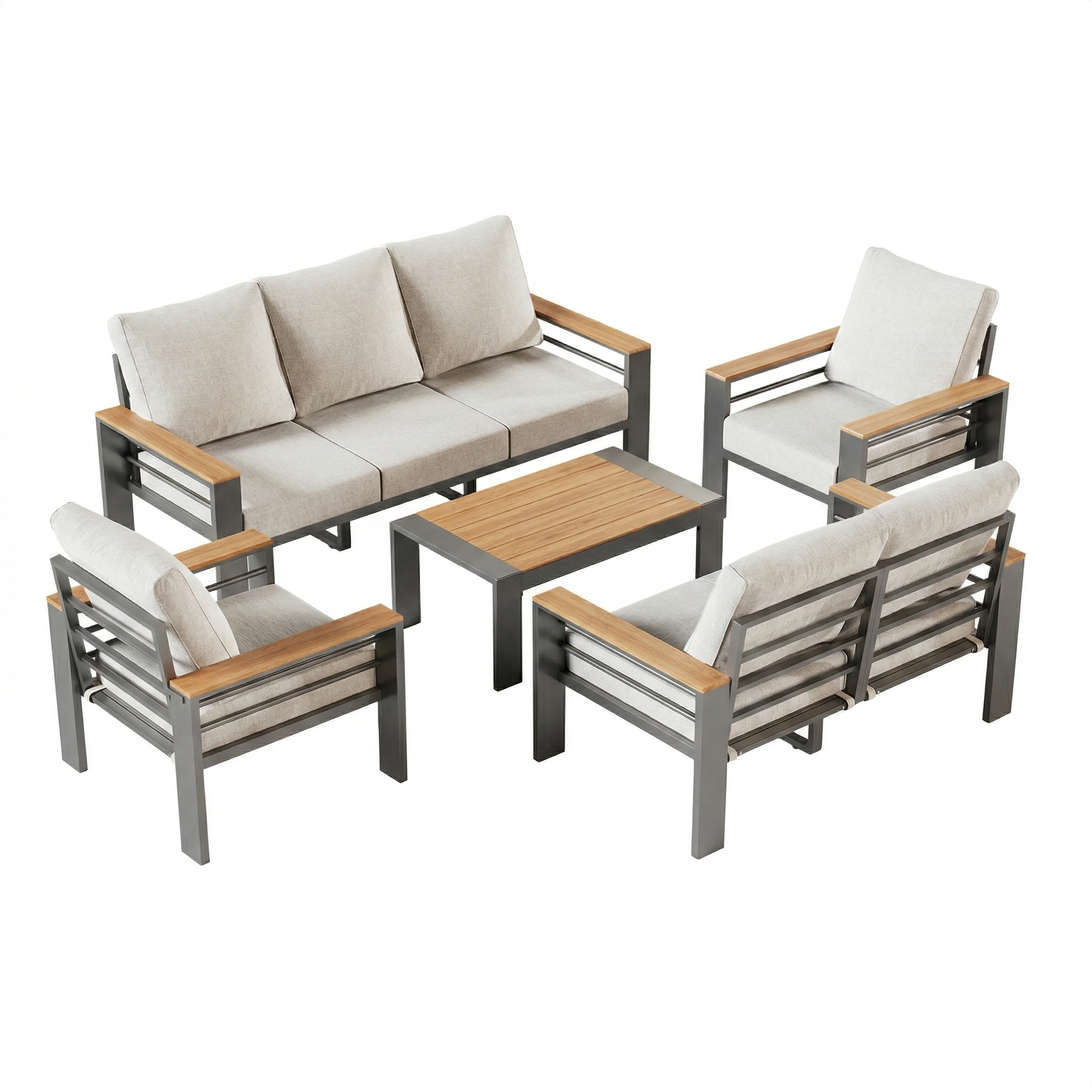 FlexPatio 7-Seat Outdoor Sofa Set with Coffee Table
