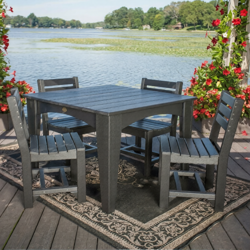 LuxCraft 44" Square Island 5-Piece Dining Table Set