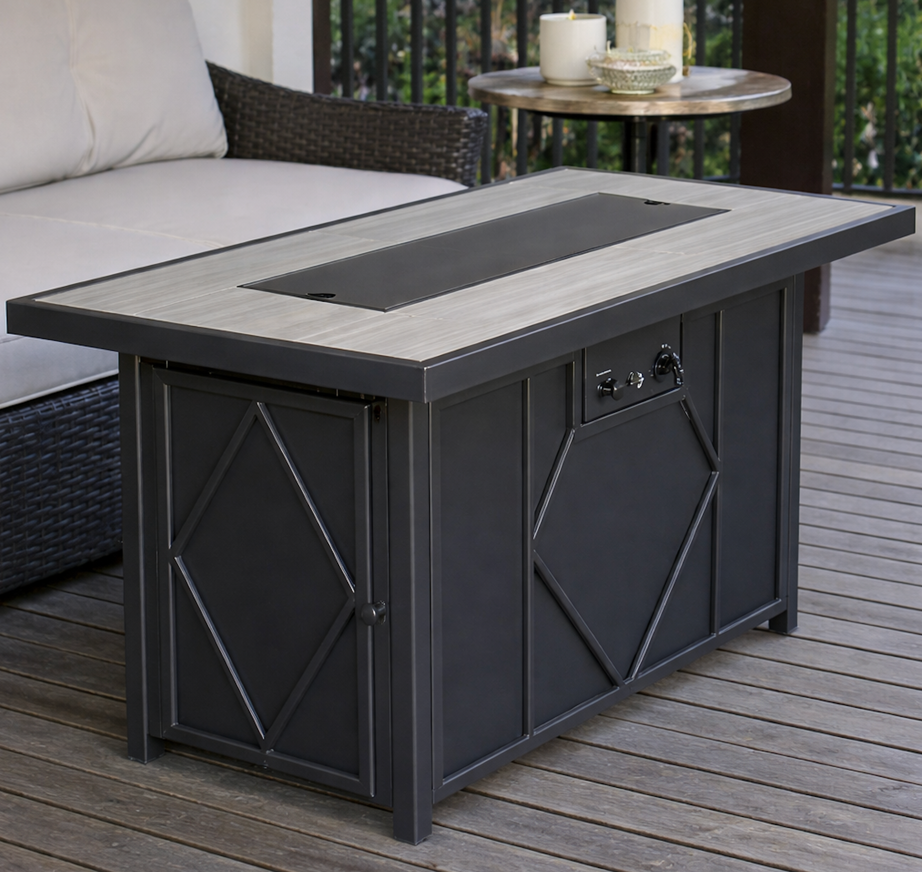 42 In. 60,000BTU Fire Pit Propane Gas Fire Pit Table Rectangular Tabletop