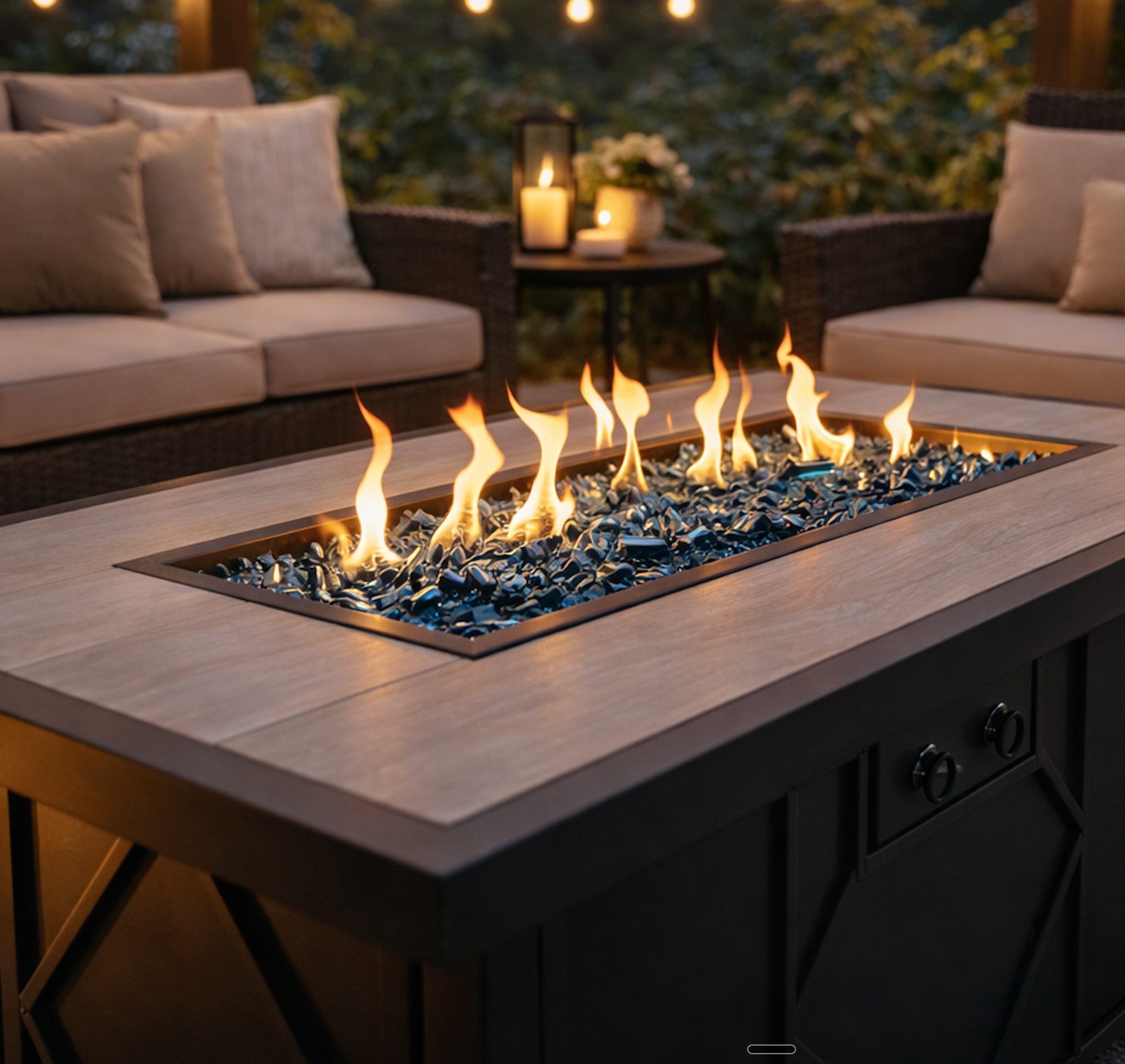 42 In. 60,000BTU Fire Pit Propane Gas Fire Pit Table Rectangular Tabletop
