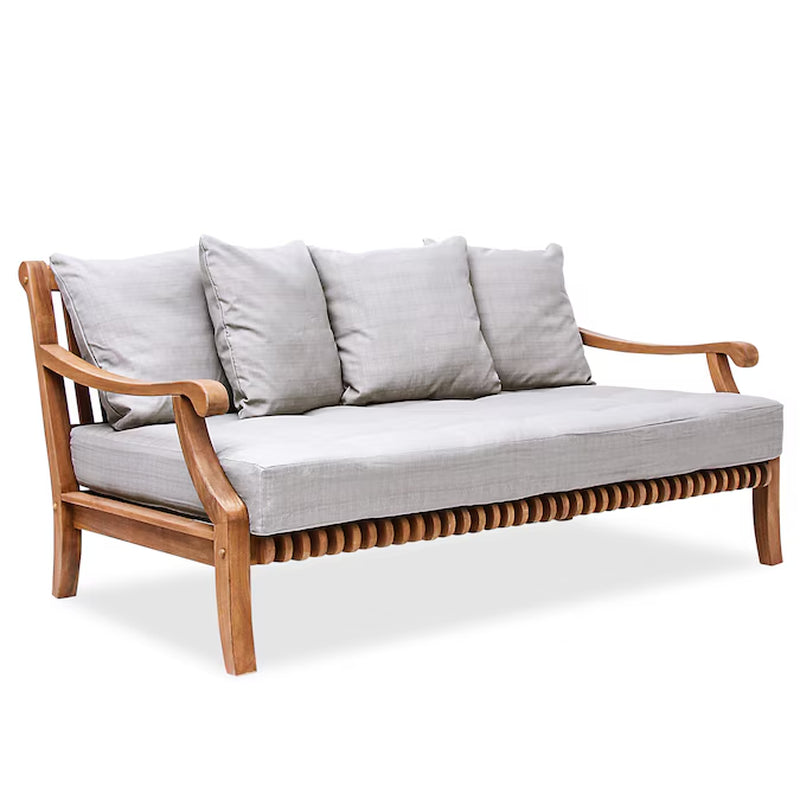 Mosko Outdoor Daybed with Beige Cushions and Teak Frame