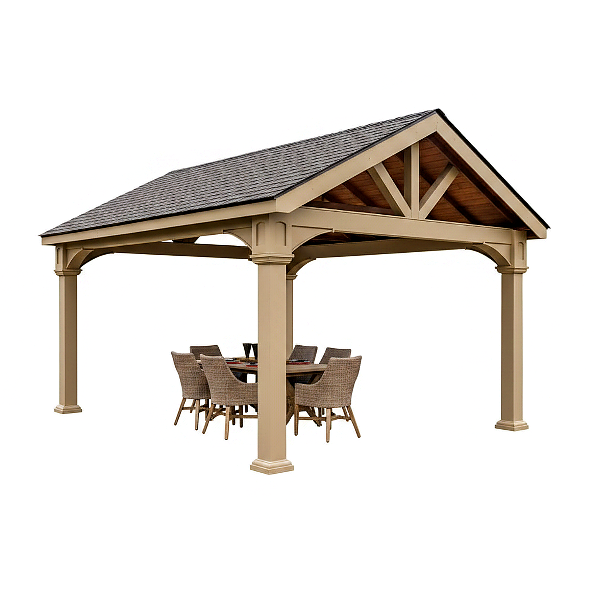 Country Lane Gazebos 14′ x 18′ A-Frame Almond Vinyl Pavilion