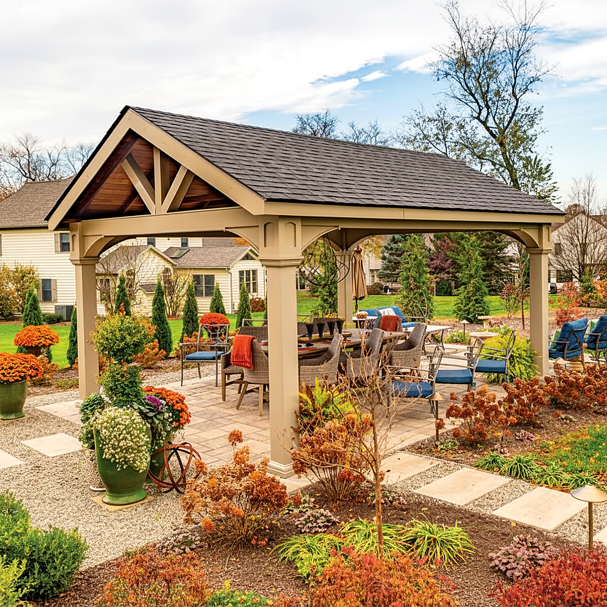 Country Lane Gazebos 14′ x 18′ A-Frame Almond Vinyl Pavilion