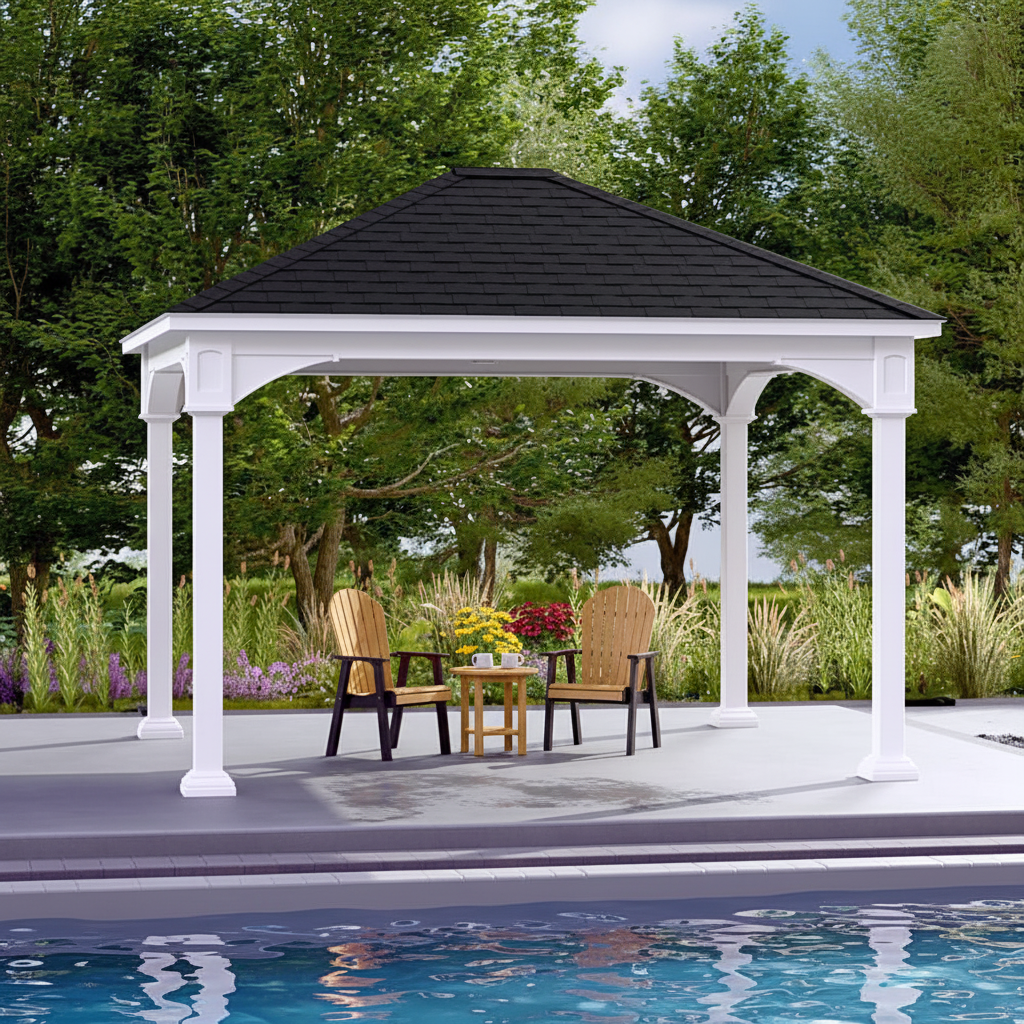 Country Lane Gazebos 12′ x 14′ Traditional Vinyl Pavilion w/ 6″ Higher Posts