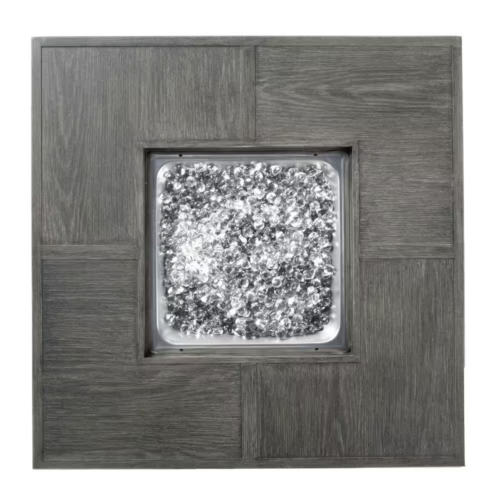 Cheyenne 40 In. X 25 In. Square Aluminum Propane Gas Fire Pit Chat Table with Glacier Ice Firebeads