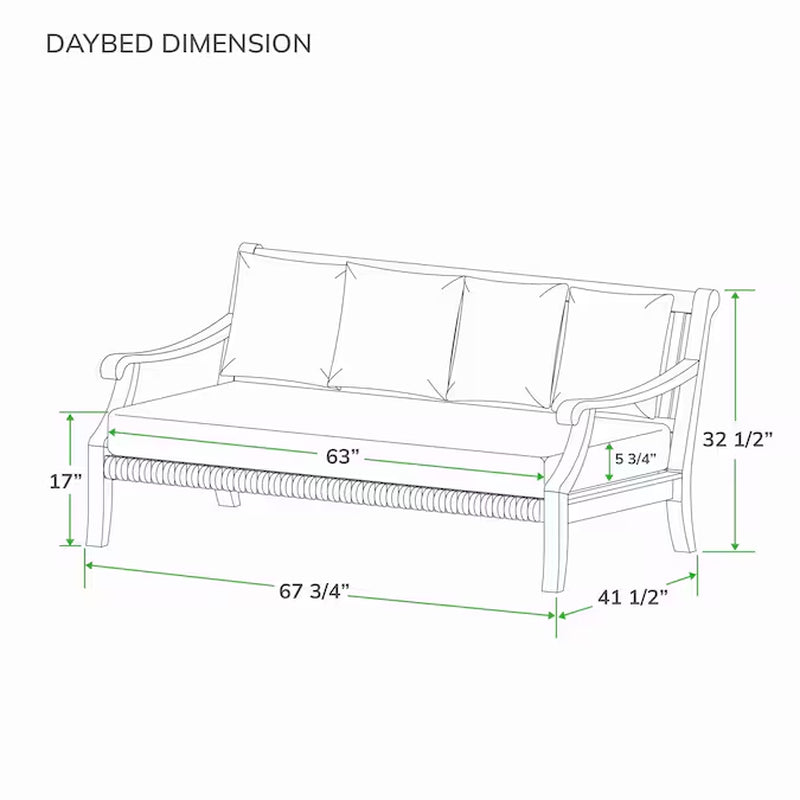 Mosko Outdoor Daybed with Beige Cushions and Teak Frame