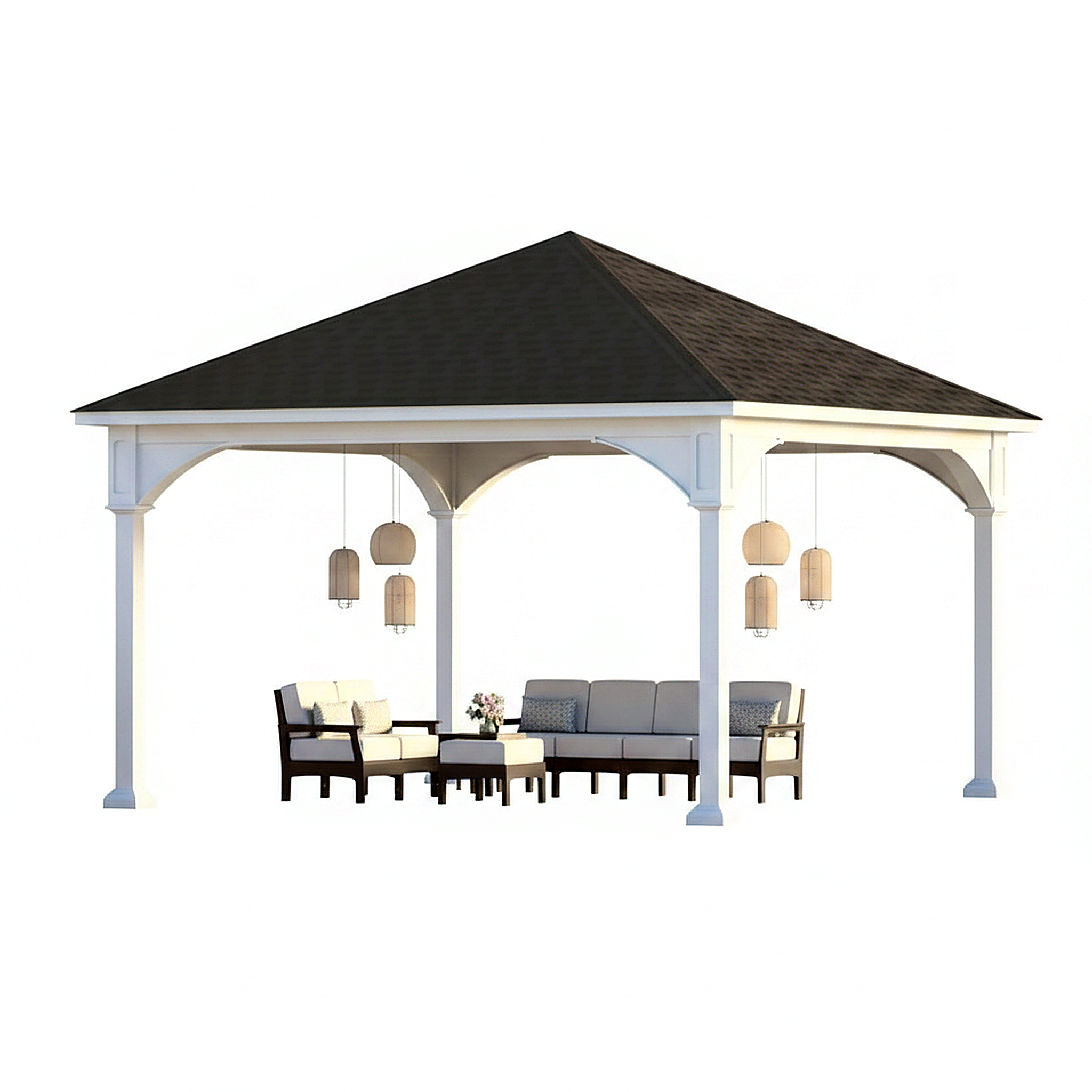 Country Lane Gazebos 16′ x 16′ Traditional Vinyl Pavilion w/ 6″ Higher Posts